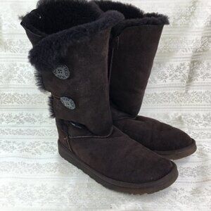 UGG Classic Tall Brown Suede Fur Lined Winter Boots Women's Size W41 5815